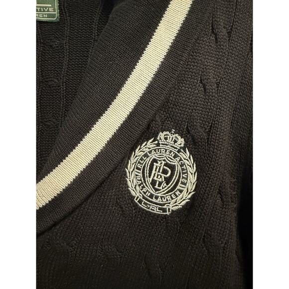 Lauren Ralph Lauren | Womens Academia Monogram Cable Sweater Black -Size Large - Picture 2 of 8